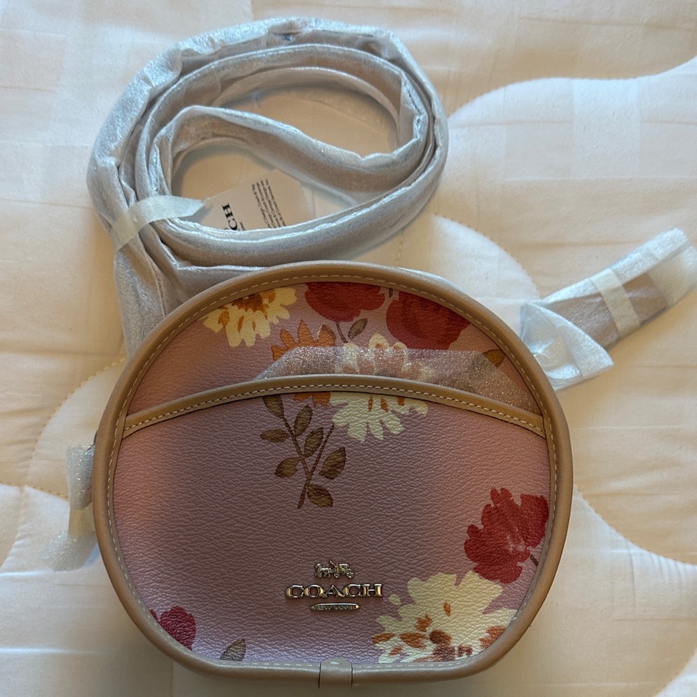 Coach Pink Floral Round Crossbody Bag